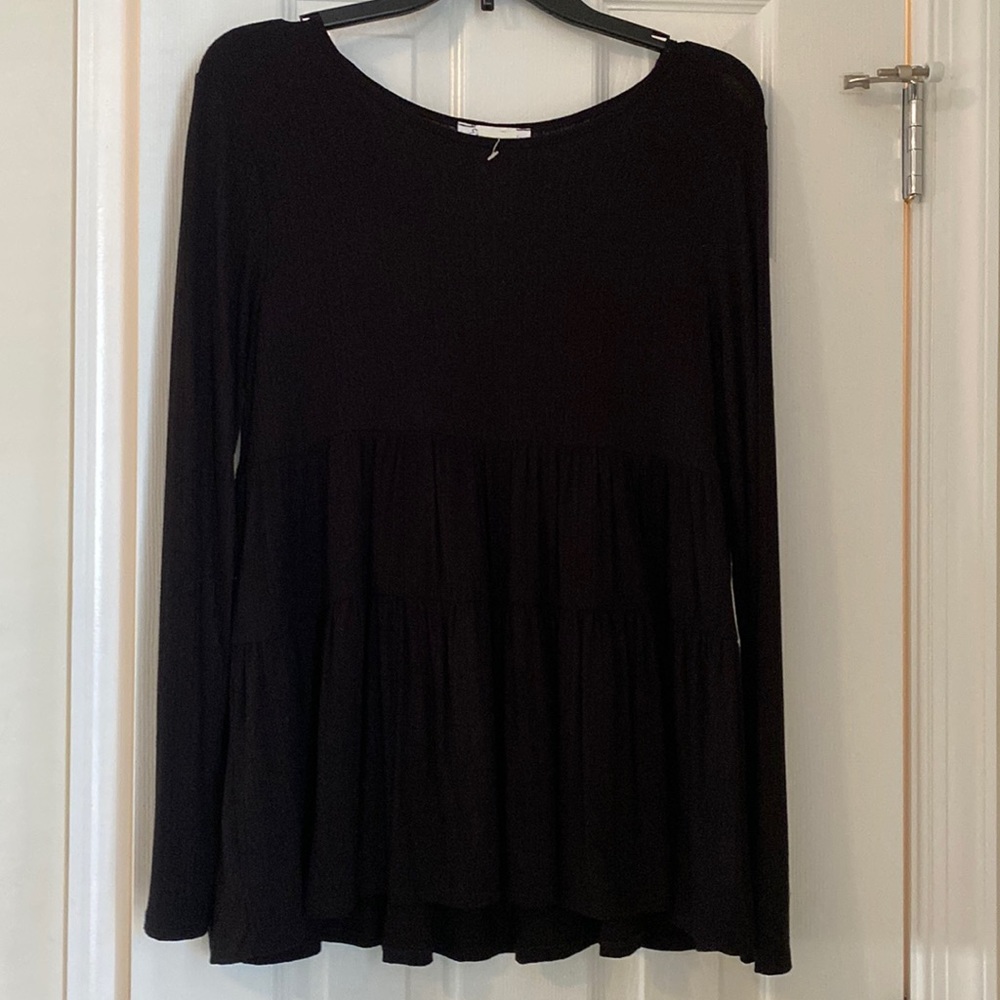 Francescas/emory park Black Tiered Long Sleeve Shirt
